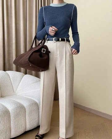 Urban Color-Block Knit Top Blue by CK Designs