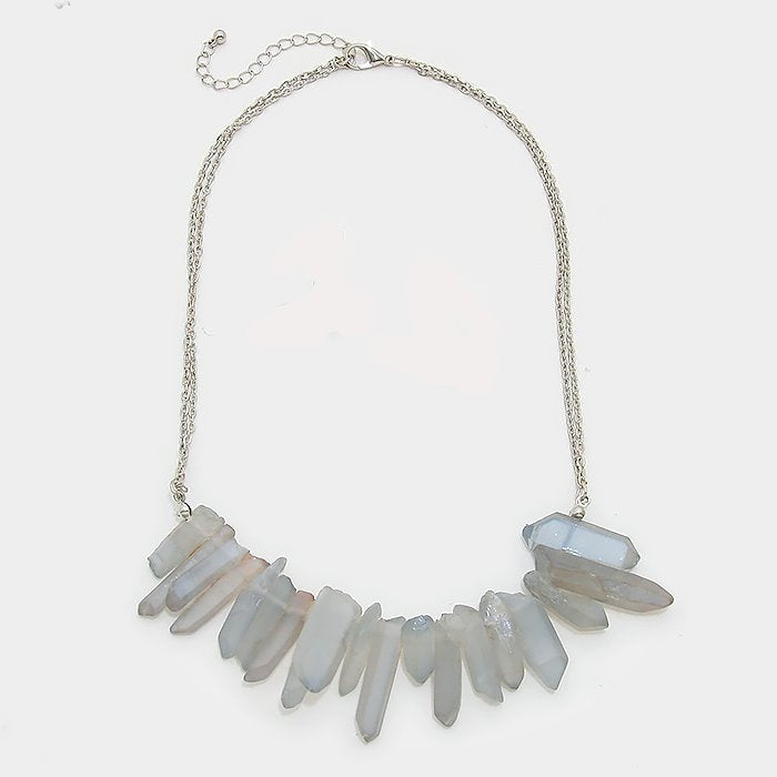 Raw quartz cluster necklace