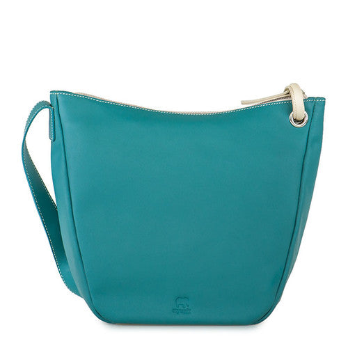 Zip Top Shoulder Bag/Purse Leather - Teal