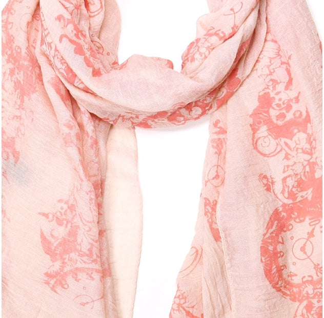 Antique Watch Pattern Print Oblong Scarf