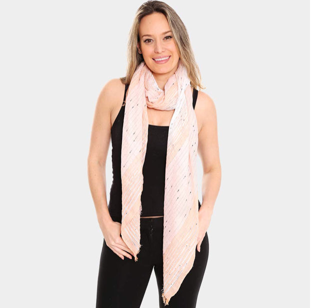Vertical Striped Oblong Scarf Peach