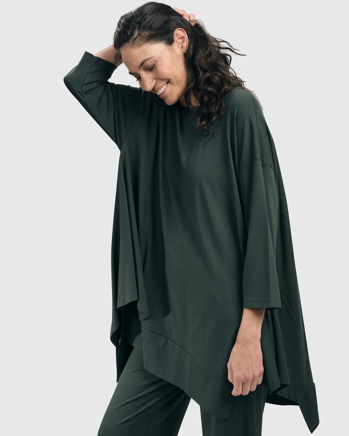 Essential Oversized Trapeze Top, Green by Alembika