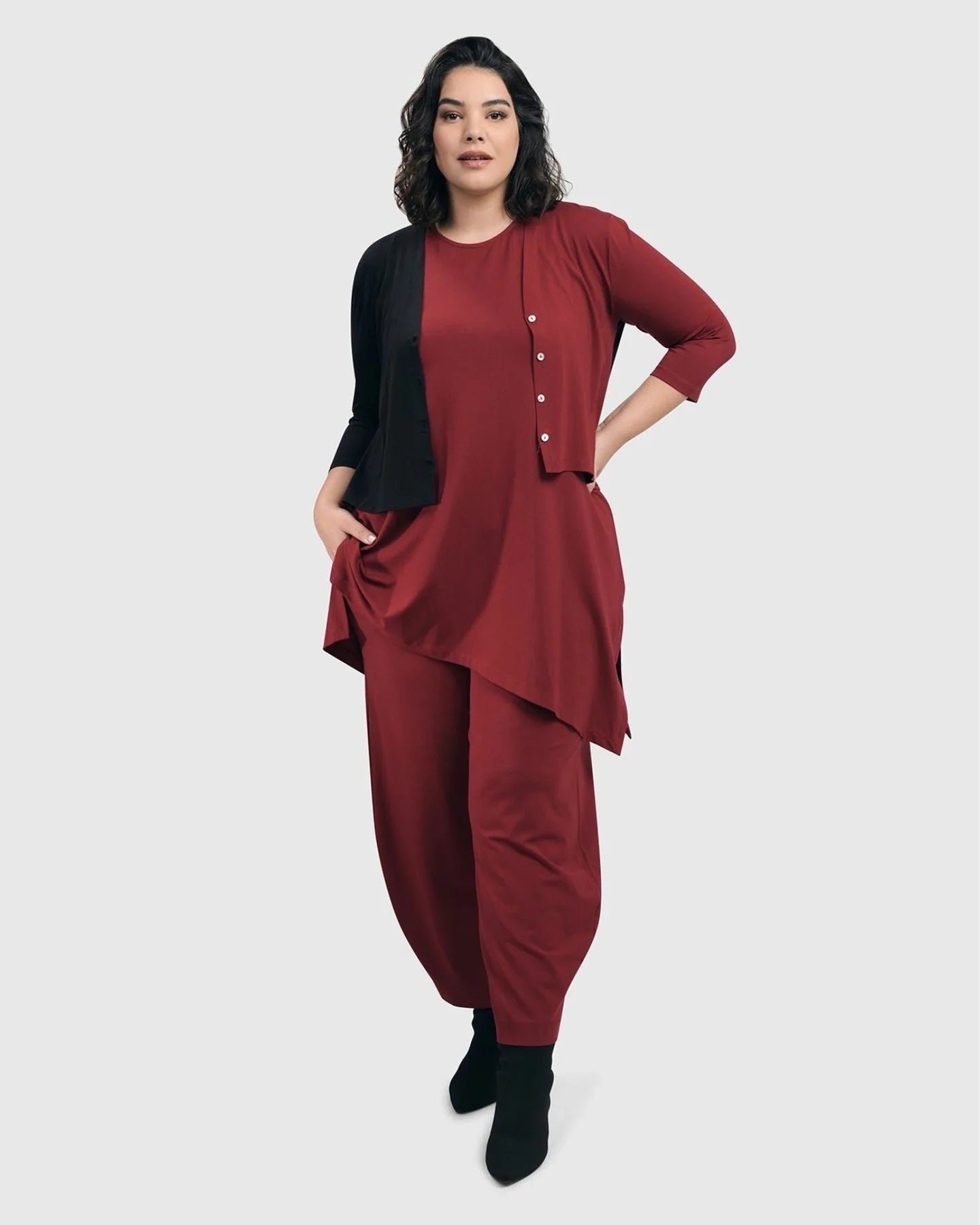 Essential Crop Cardigan Jacket, Plum by Alembika