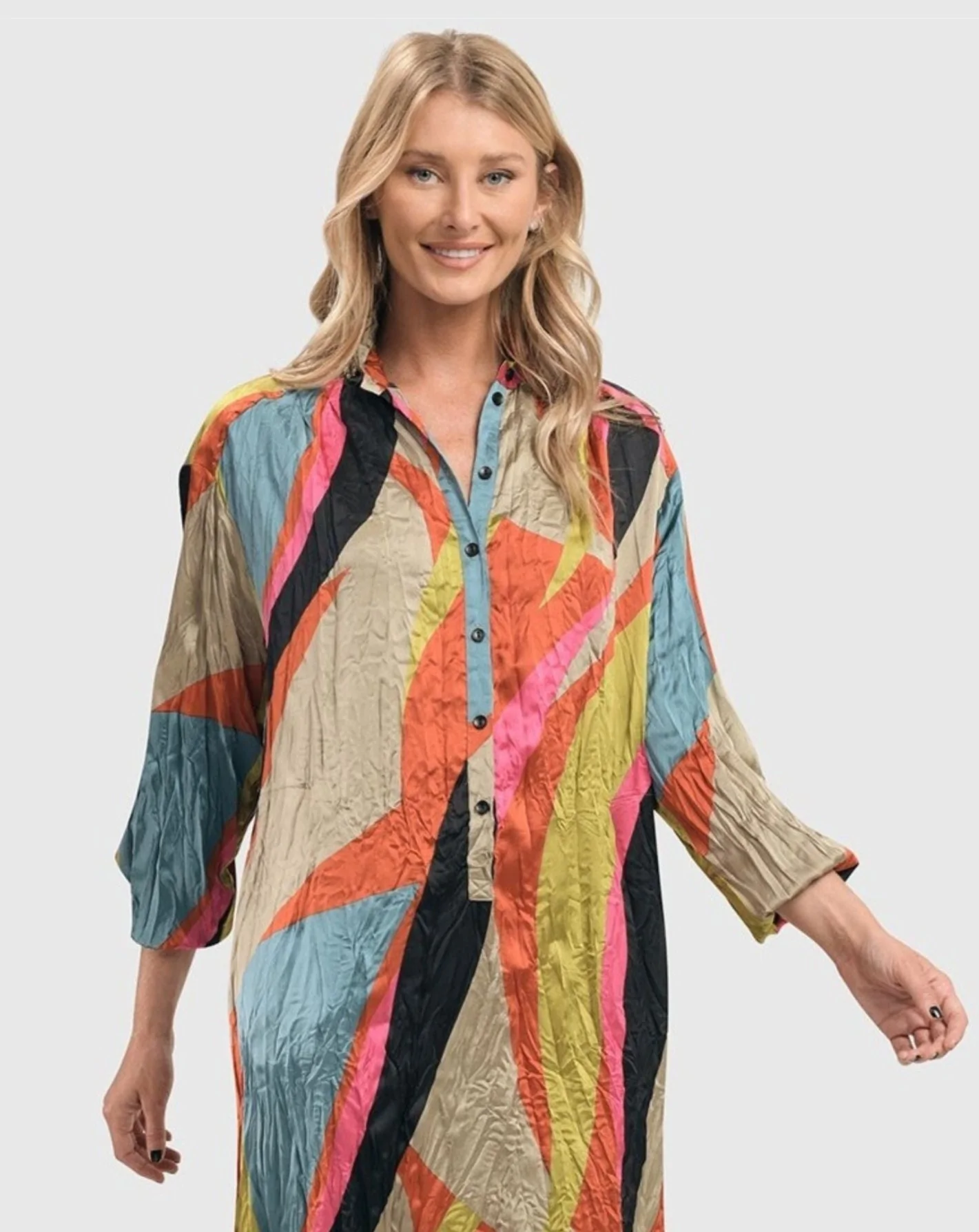 ABSTRACT CRINKLE SHIRTDRESS by Alembika