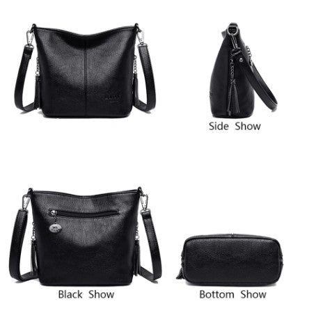 Blair Leather Tassel Accent Crossbody Purse