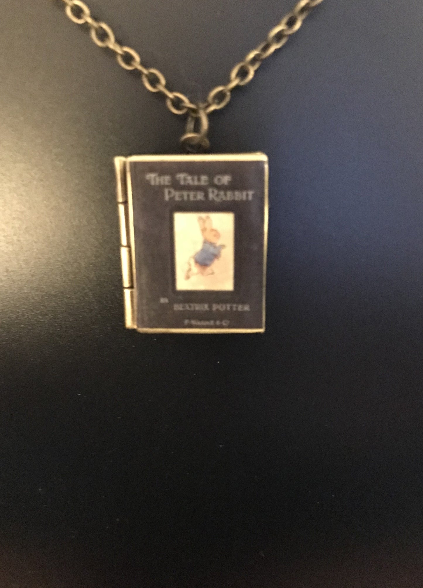 Book Locket "Adventures of Peter Rabbit" Necklace Bronze
