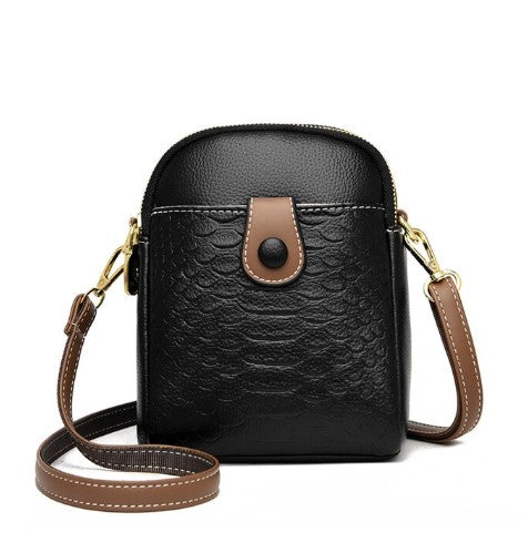 Blake Leather Croco Embossed Small Crossbody Purse