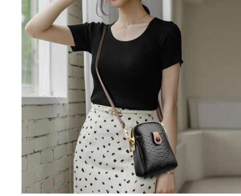 Blake Leather Croco Embossed Small Crossbody Purse