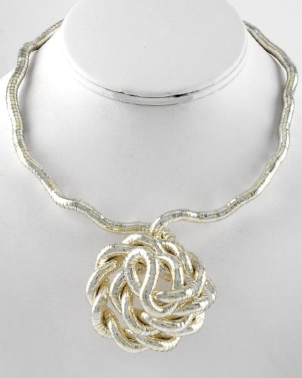 Gooseneck Long Necklace 8mm Silver Tone Finish