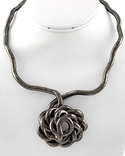 Gooseneck Long Necklace 5mm Black Oxidized Tone Finish