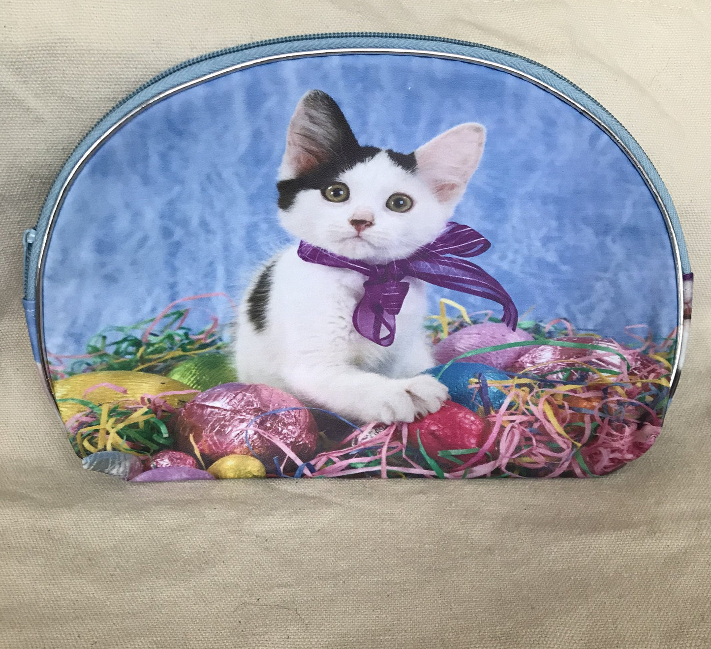 Cat Printed Cosmetic Bag Zippered Vinyl