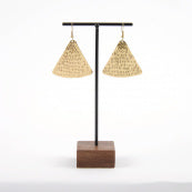 Hammered Triangle Dangle Earrings Gold Tone
