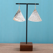 Hammered Triangle Dangle Earrings SilverTone
