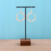 Hammered Karen Coiled Dangle Earrings Rose Gold Tone