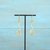 Hammered Tulip Dangle Earrings Gold Tone