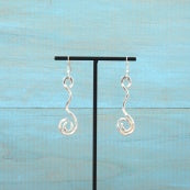 Hammered Tulip Dangle Earrings Silver Tone