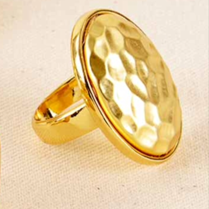 Hammered Metal Ring Gold Tone