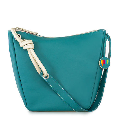 Zip Top Shoulder Bag/Purse Leather - Teal