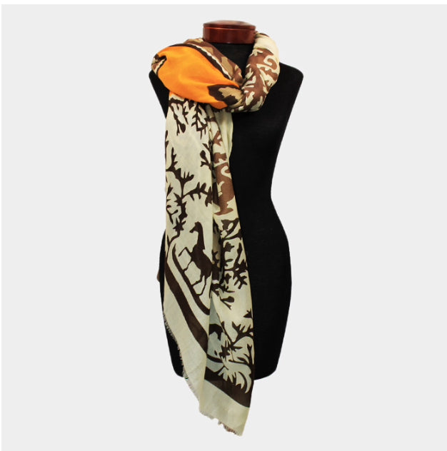 Horse Pattern Heart Detail Print Oblong Scarf