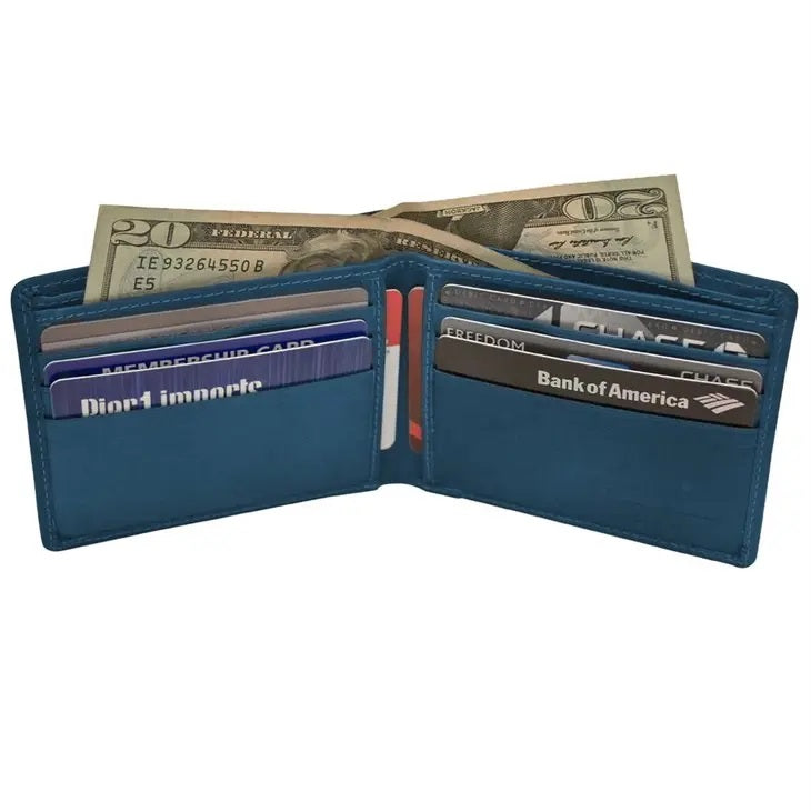Leather Bifold Men's Wallet with Back Slit Pocket Black/Toffee