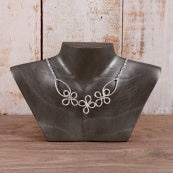 Hammered Marizol Three Flower Necklace Silver Tone