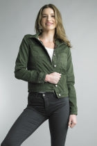 Tempo Paris Reversible Floral Print Jean Jacket Olive