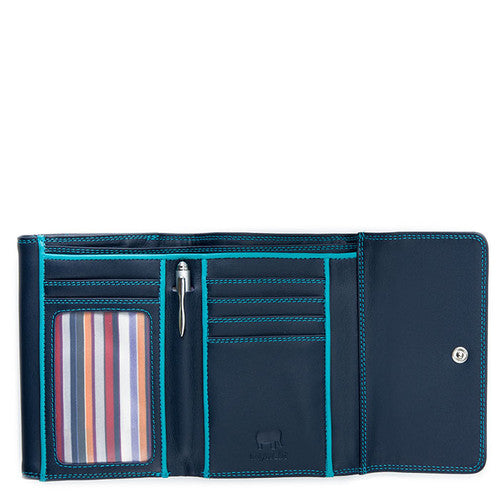 Double Flap Purse/Wallet Leather - Navy