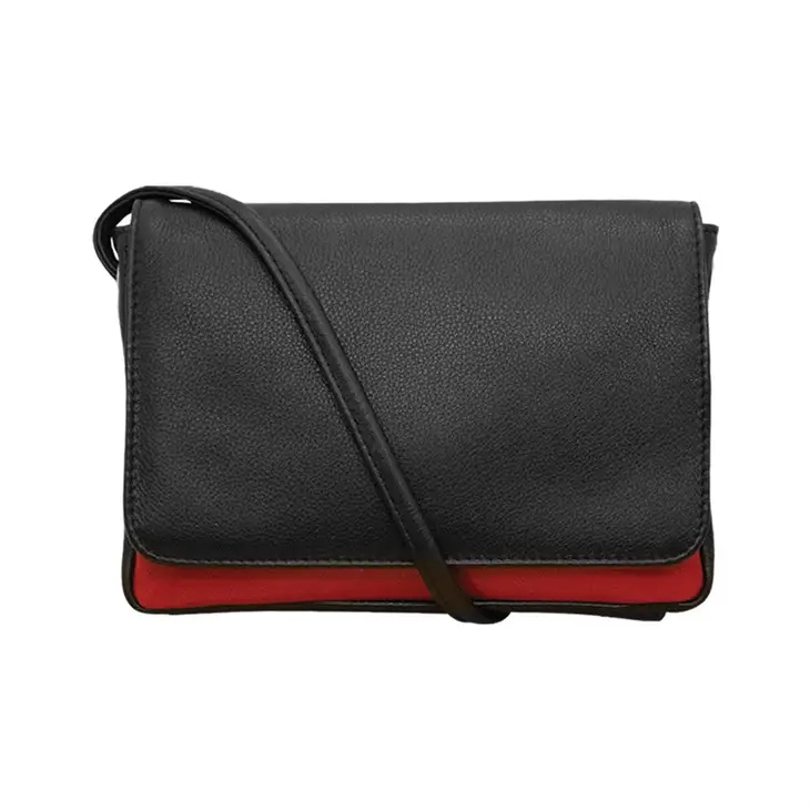 Pat Leather Crossbody W/Back Mesh Touch Screen Pocket Black/Red