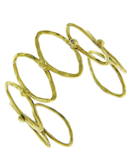 Gold Tone Open Oval Metal Cuff Bracelet