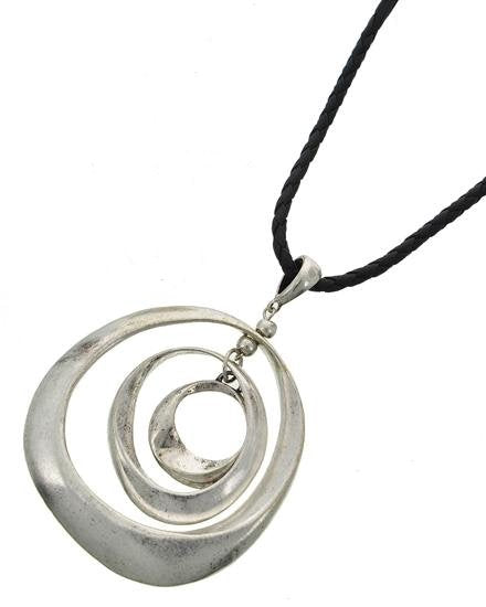 Long Necklace Graduating Pendant on Leatherette Cord