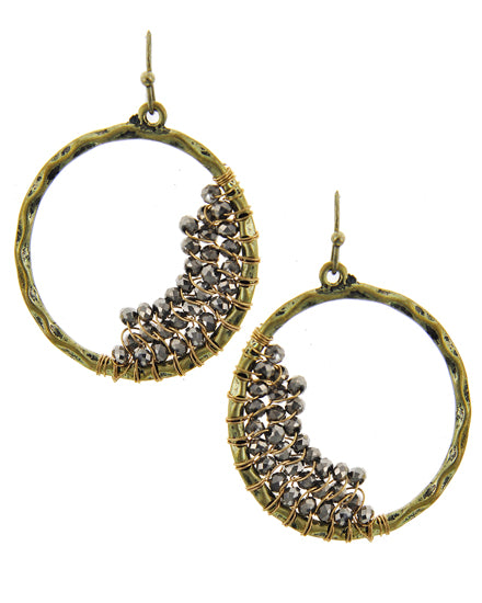 Black Diamond Glass Seed Beads Dangle Earring