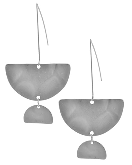 Geometric Metal Long French Hook Dangle Semicircle Earring