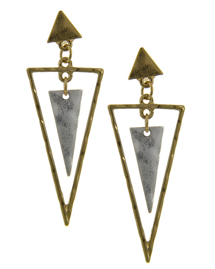 Upside-down Double Triangle Dangle Post Earring