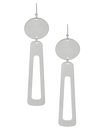 Geometric Matte Silver Dangle Earrings