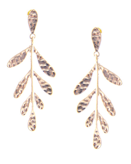 Rose Gold Tone Leaf Dangle Post Earring