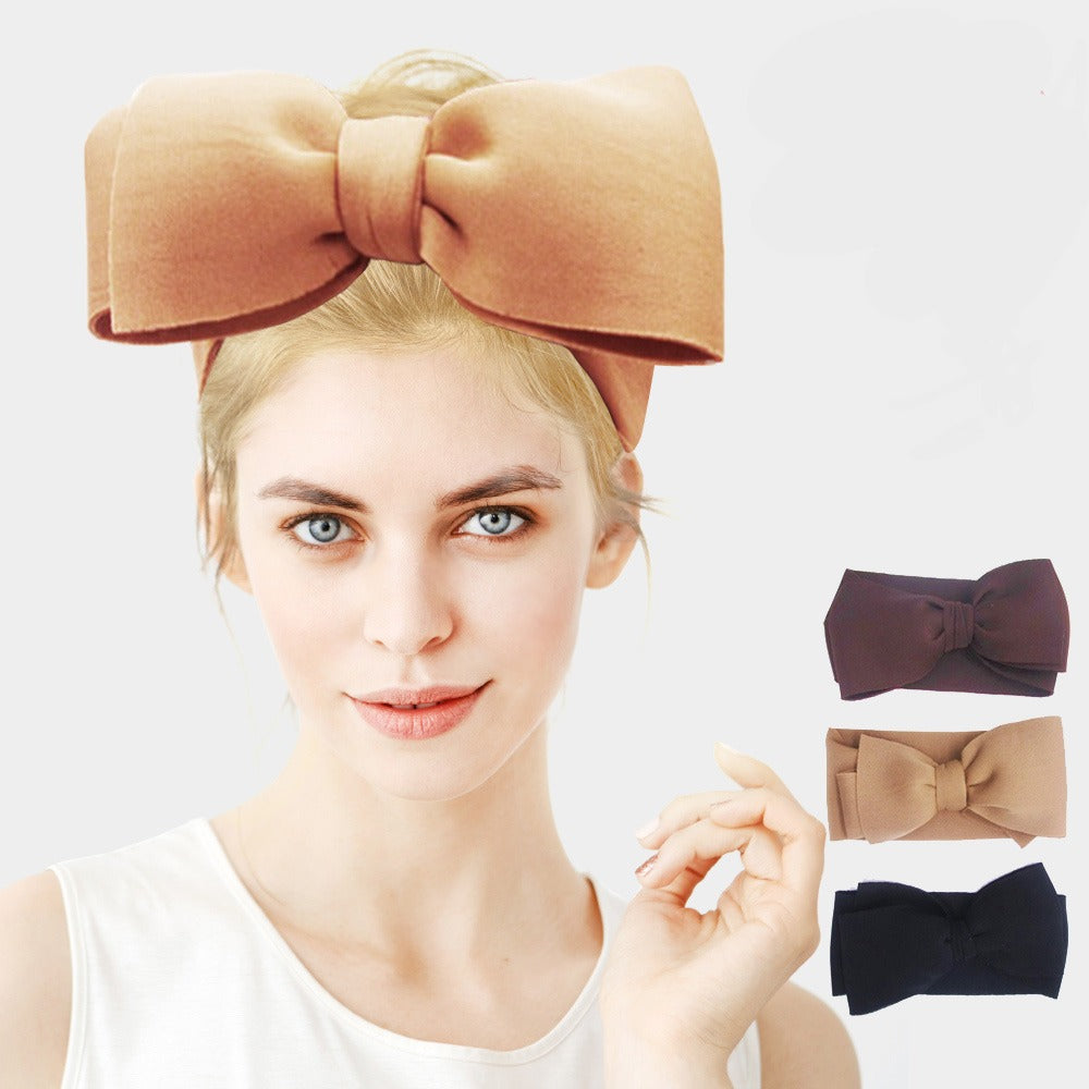 Bow Elastic Headbands Brown, Black, Tan