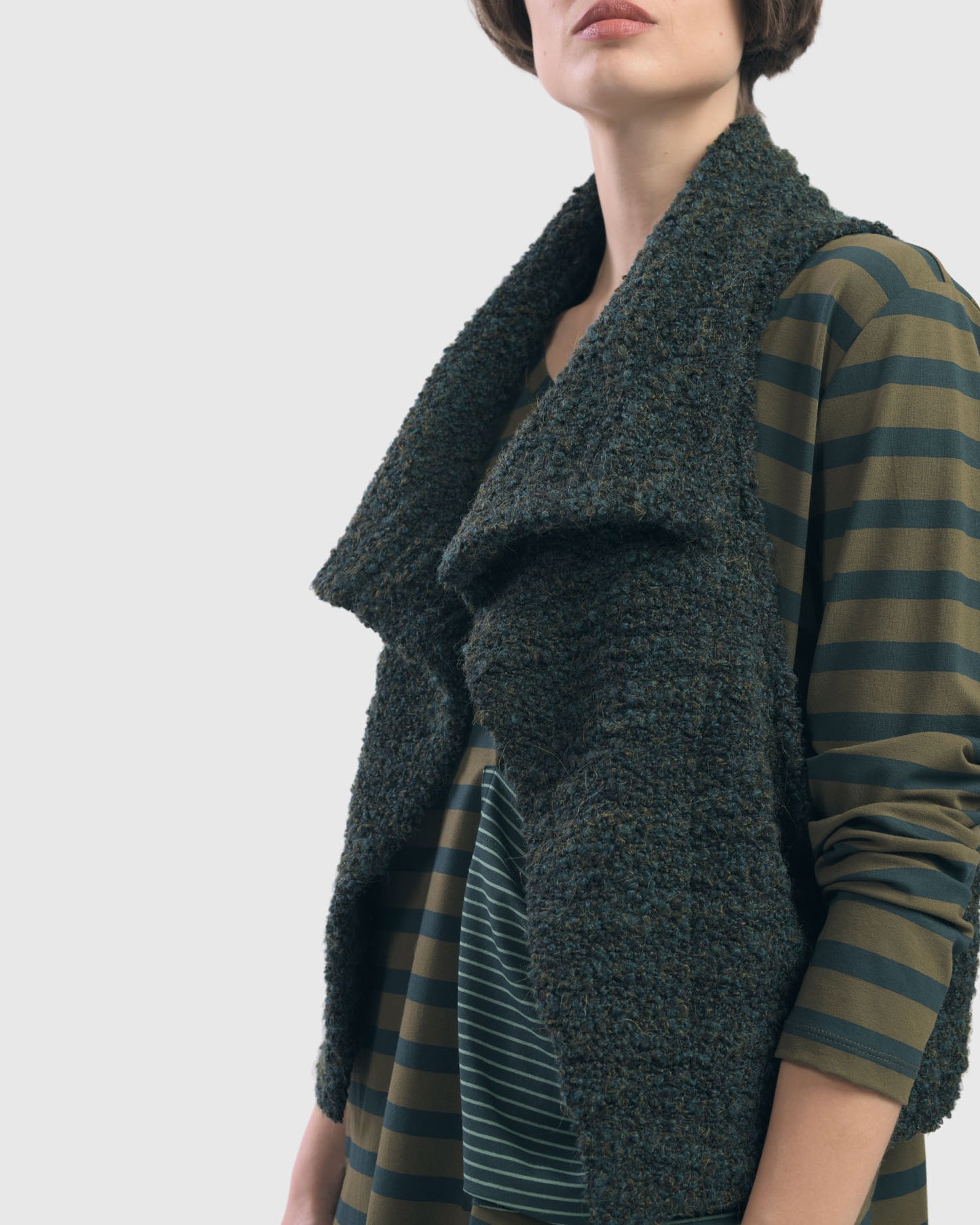 Cozy Crop Bouclé Vest, Forest by ALEMBIKA