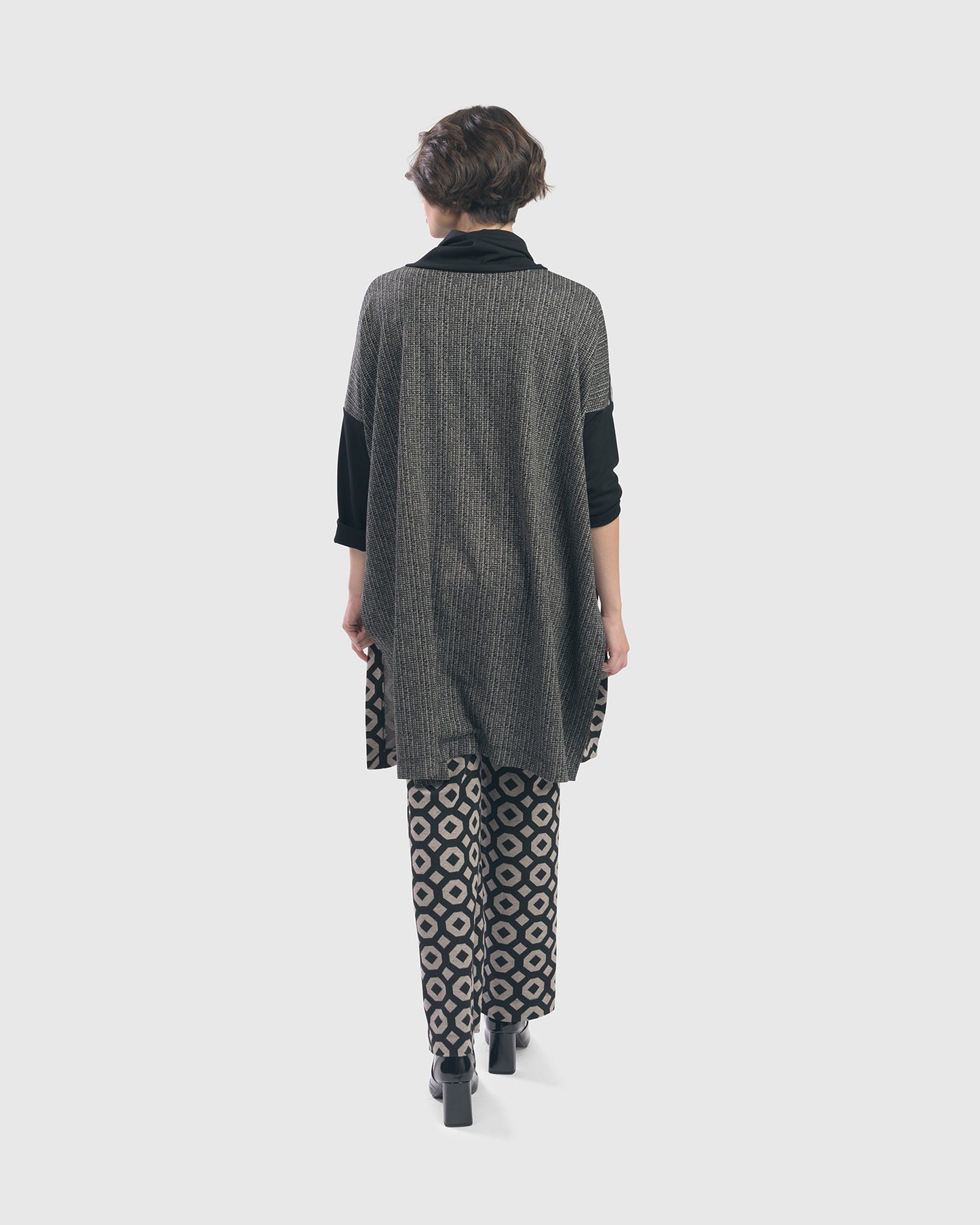 Cowl Neck Side Slit Tunic, Retro by Alembika