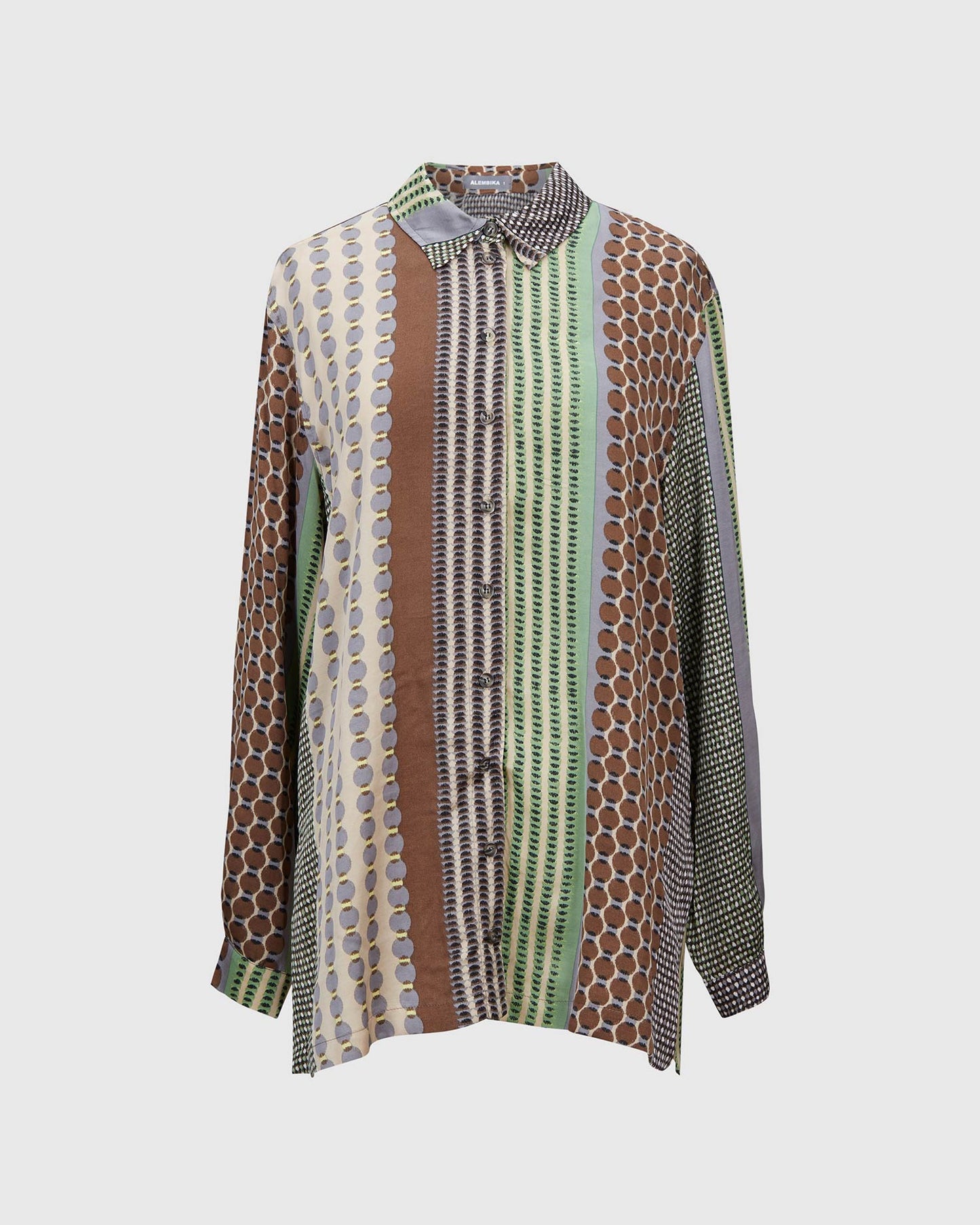 HALF BUTTON-UP TUNIC SHIRT, PISTACHIO by Alembika