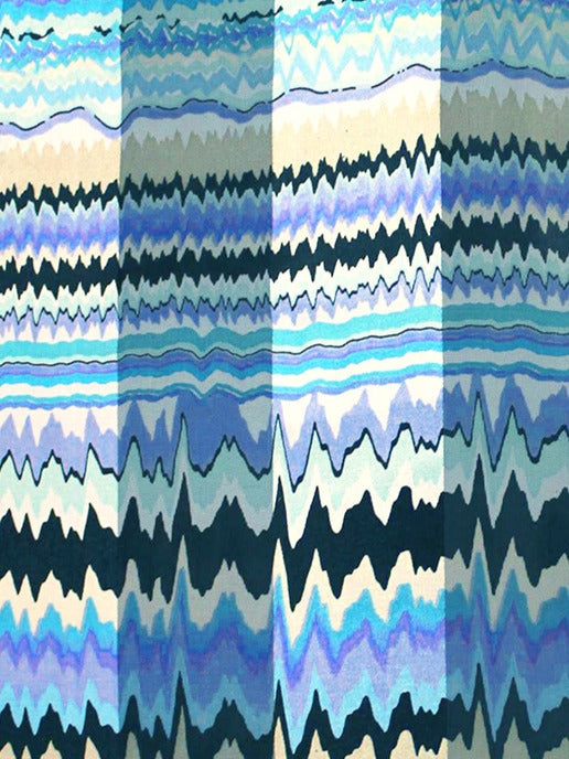 STRIPED ZIGZAG PRINT SCARF Blue-Multi Spring/Summer