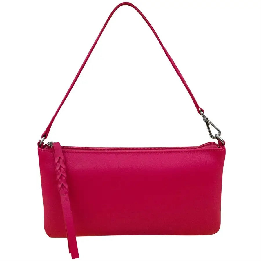 Convertible Baguette Leather Wristlet Indian Pink