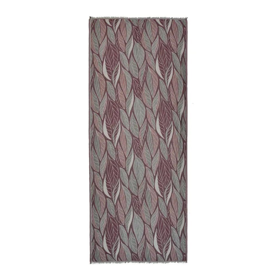 Devorah Woven Leaf Scarf Gray/Maroon by Dupatta