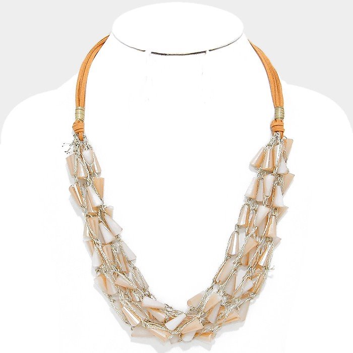 Multi-strand Ivory Crystal Bead Necklace