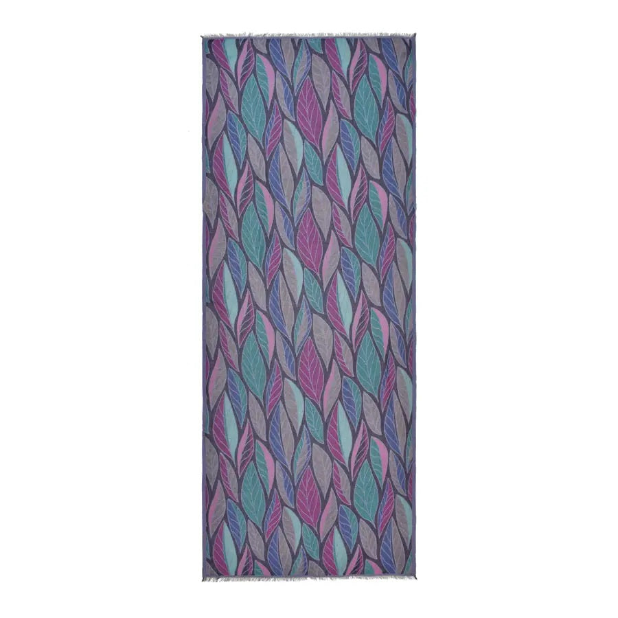 Devorah Woven Leaf Scarf Purple/Black by Dupatta