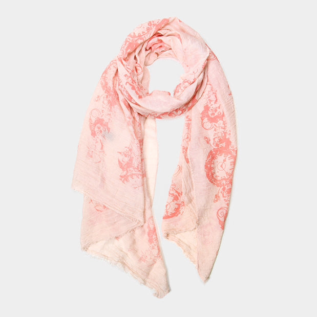 Antique Watch Pattern Print Oblong Scarf