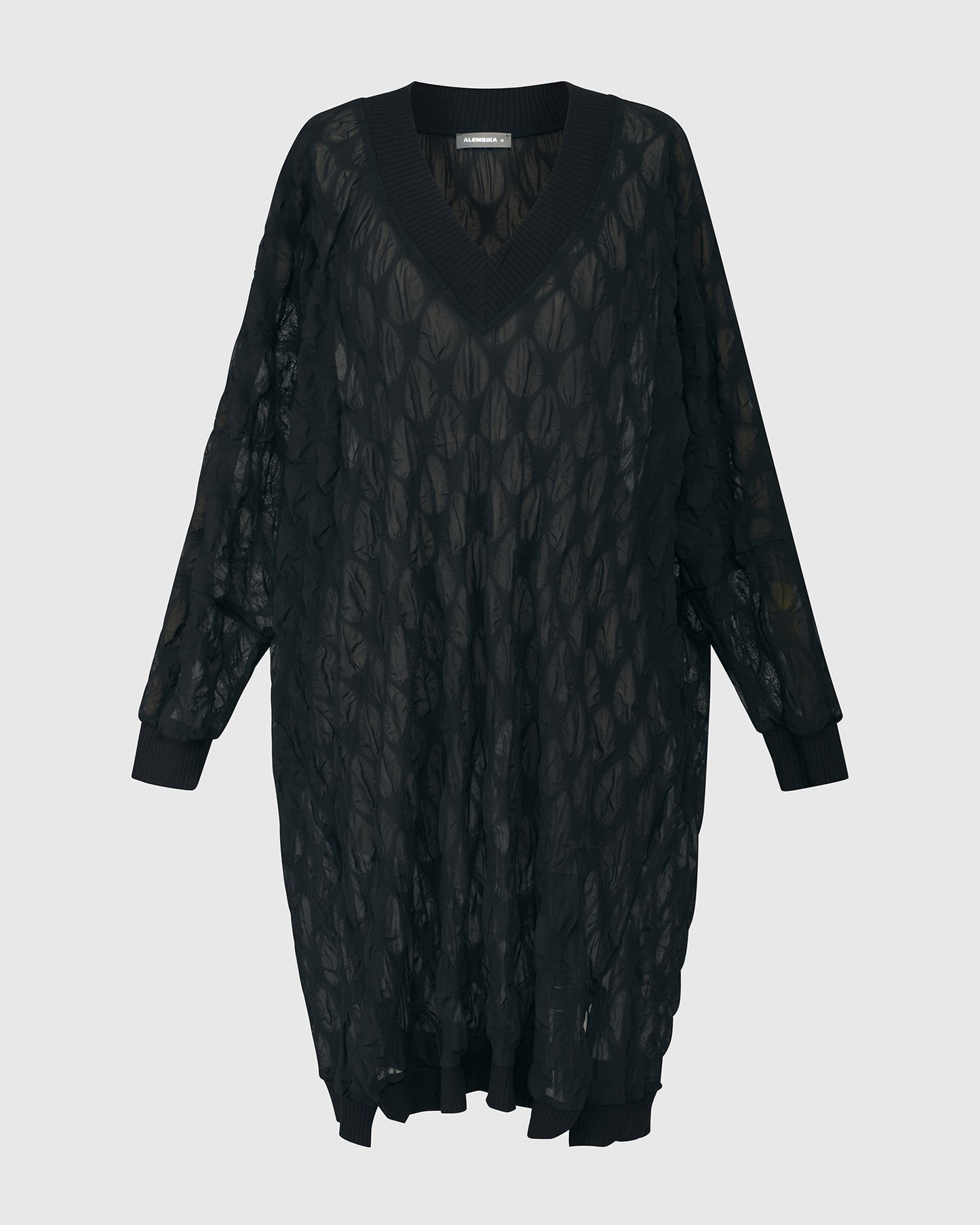 Pucker Chiffon Tunic Top, Black by Alembika