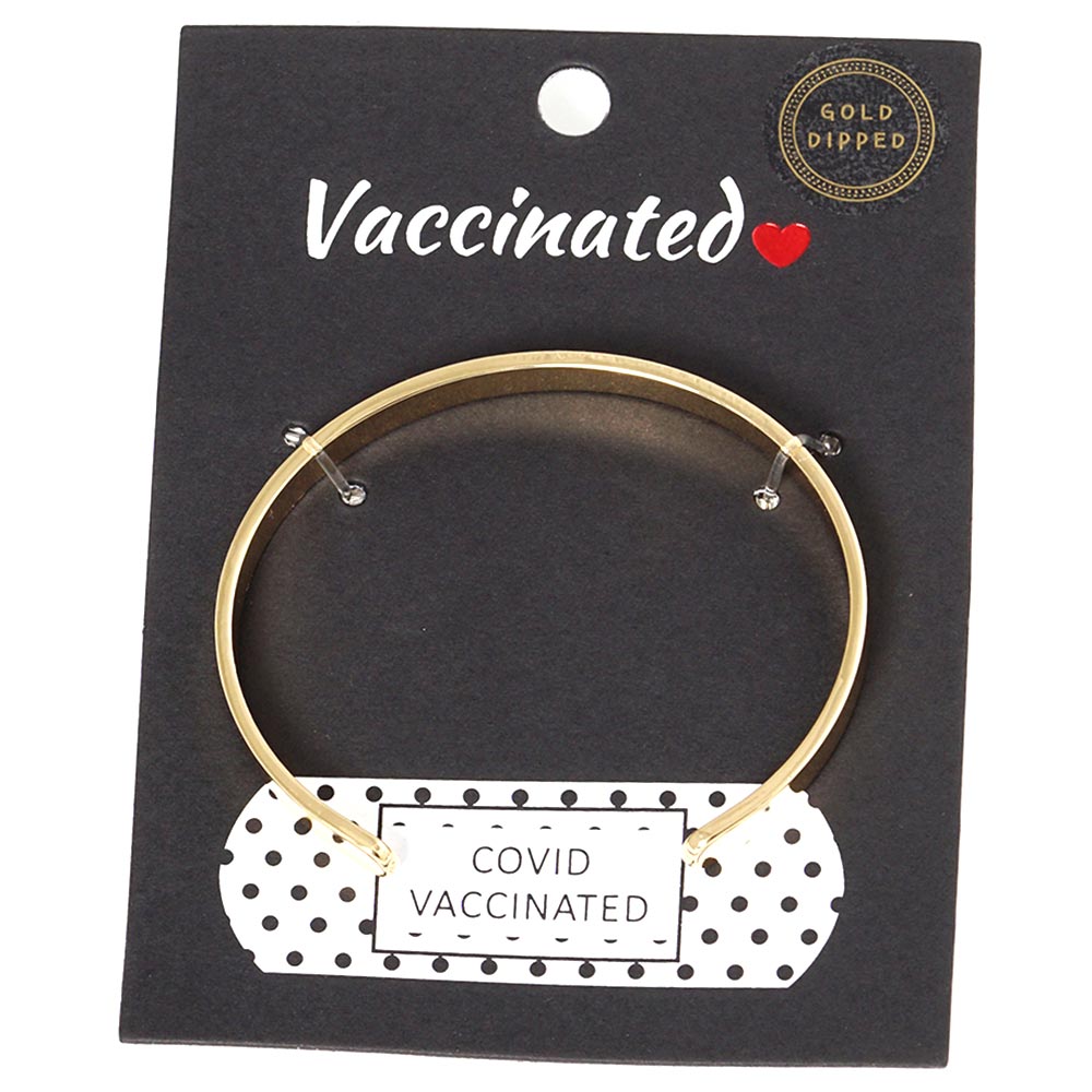 MESSAGE BRACELET GOLD DIPPED "COVID VACCINATED" GOLD