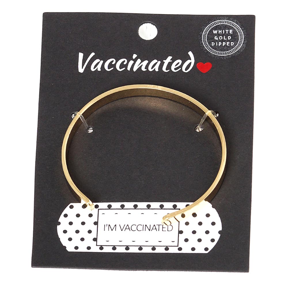 MESSAGE BRACELET GOLD DIPPED "I AM VACCINATED" GOLD