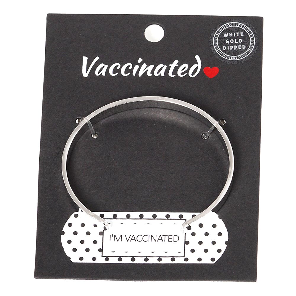 MESSAGE BRACELET White GOLD DIPPED "I AM VACCINATED" White GOLD