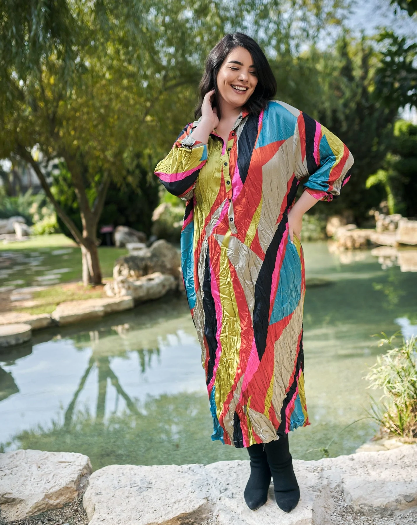 ABSTRACT CRINKLE SHIRTDRESS by Alembika